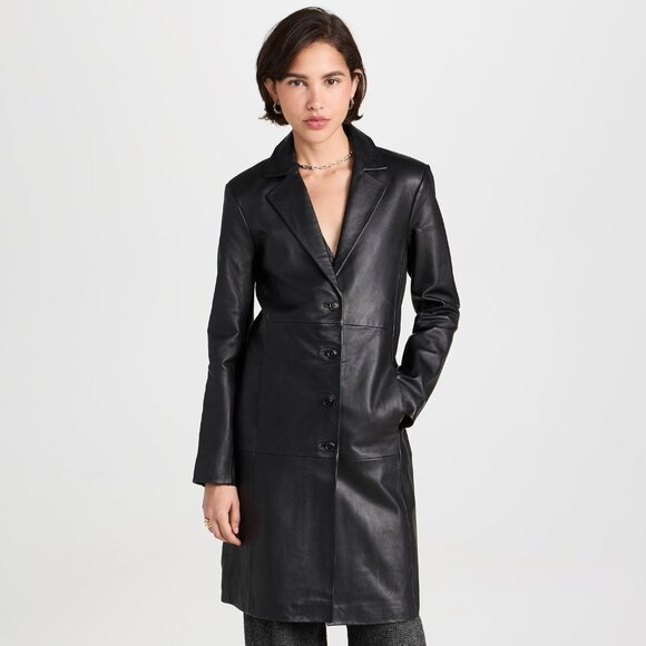 Reformation Veda Crosby 90s Longline Leather Blazer Black Size 2X - Picture 14 of 15